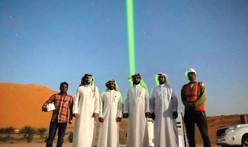 Laser beacon light the way of life in the Nafud Desert of Saudi Arabia